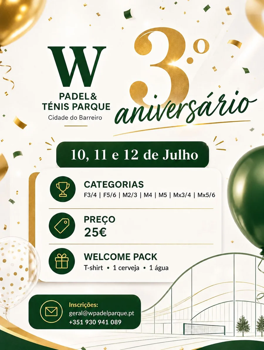 3° Aniversário W Padel & Ténis Parque