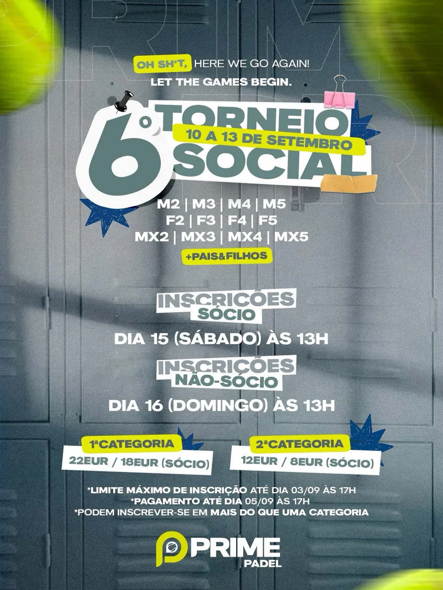 6° Torneio Social Prime Padel