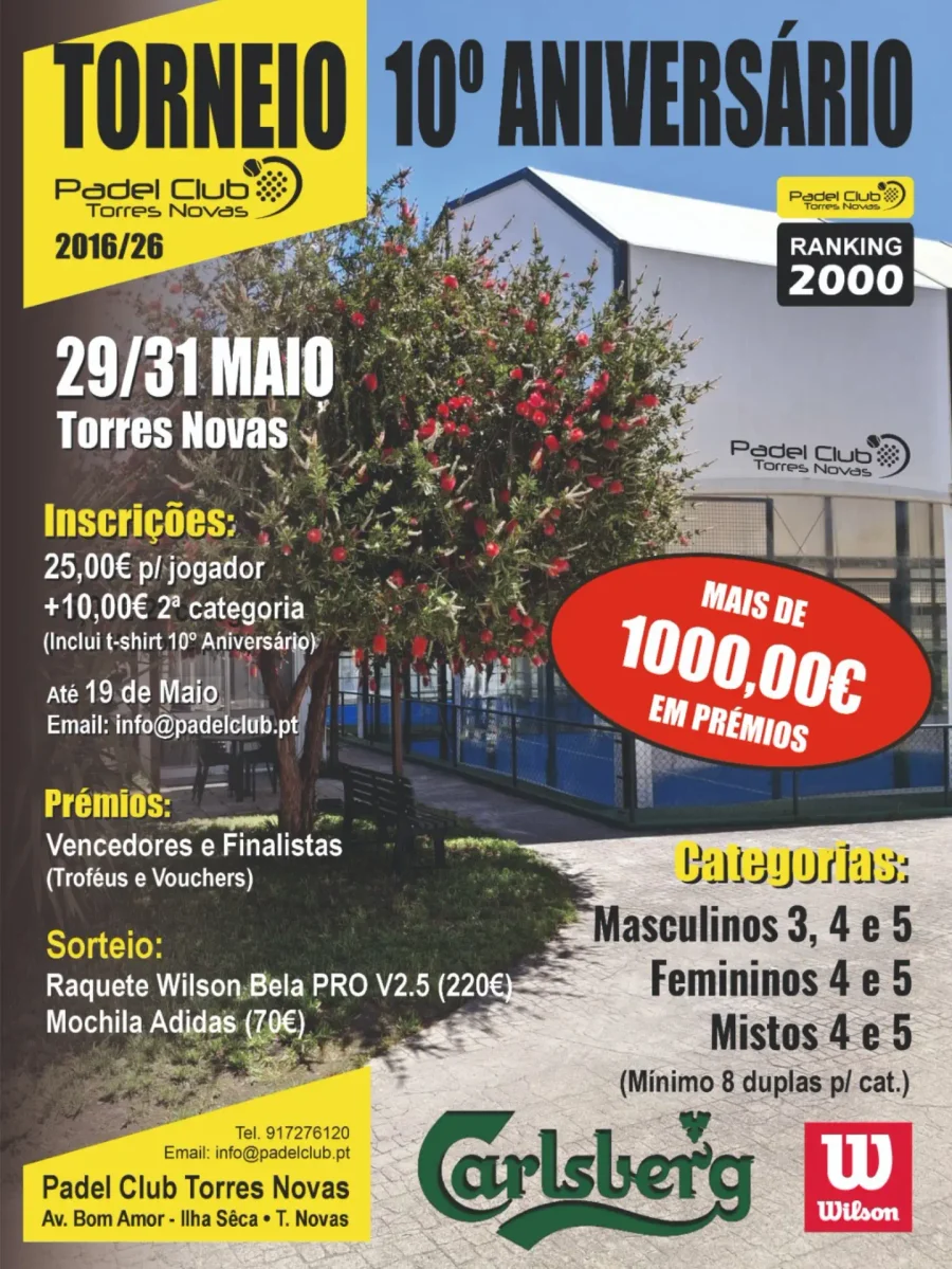 Torneio 10º Aniversário Padel Clube Torres Novas